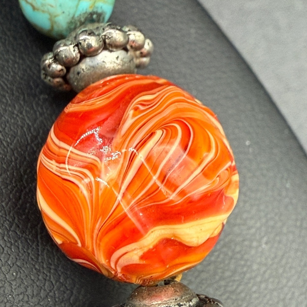 Czech Glass and Dyed Howlite Beaded Necklace - Picture 8 of 16